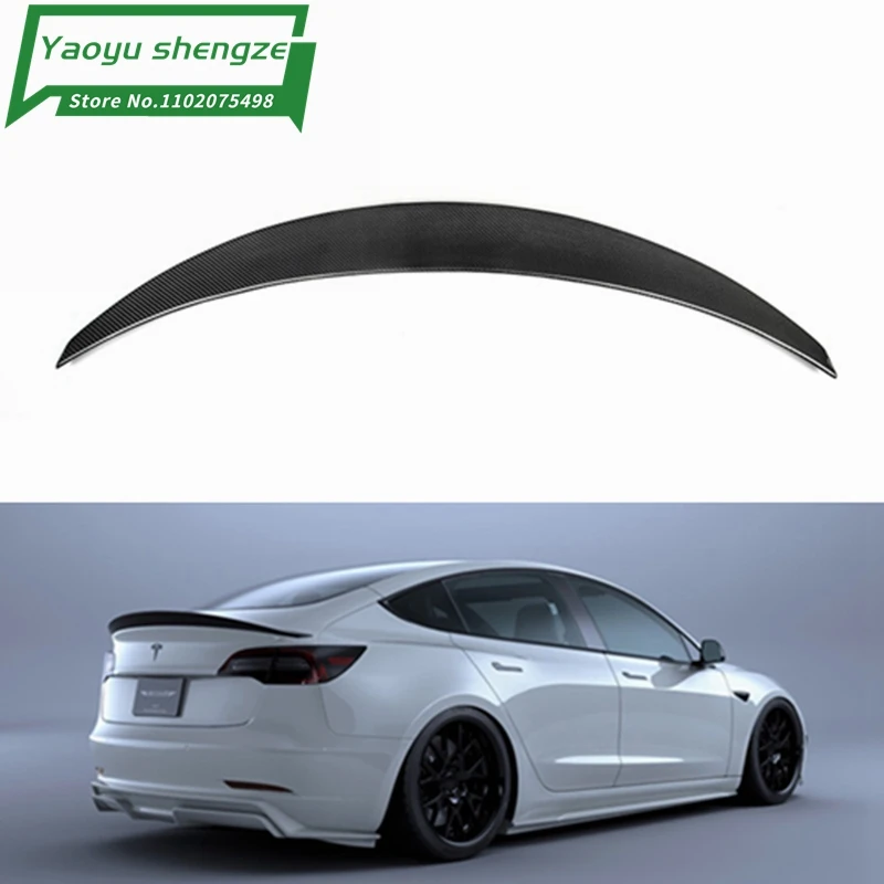 

ART Style for Tesla model 3 Car carbon fiber trunk wing spoiler model3 2017-2022 Real Carbon Fiber Trunk Spoiler Wing Accessorie