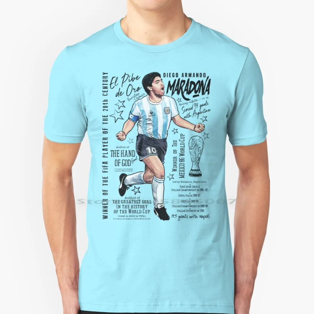 Maradona Infographic V01 T Shirt 100% Cotone Diego Armando Maradona El Pibe De Oro Barrilete Cosmo Argentina Albiceleste