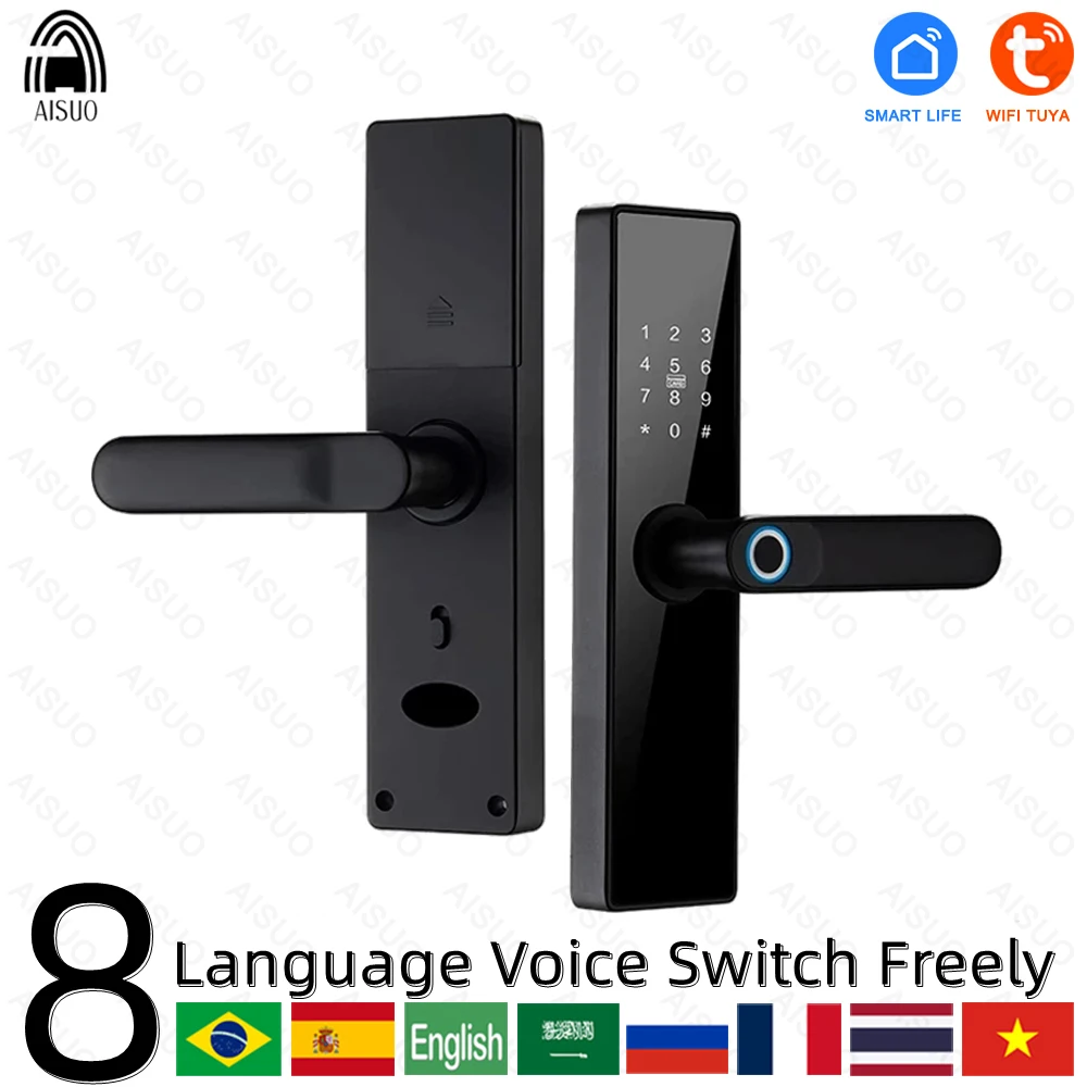 AISUO M4 TUYA electronic lock WIFI smart door lock fingerprint password IC card key USB charging smart home smart door lock,smart lock,electronic lock,fingerprint door lock,password lock