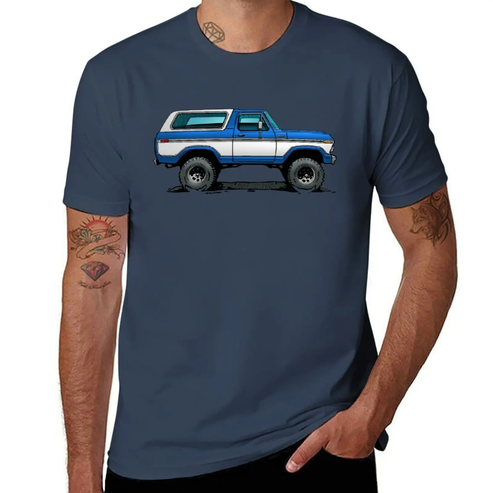

Bronco 2 - Blue White T-Shirt animal prinfor boys tees blacks summer clothes t shirts for men graphic