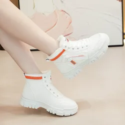 Brand 2024 Winter Shoes for Women Sneakers Plus Velvet Warm Flat High-top Sneakers Casaul Lace-up Chunky Sneakers Woman Shoes