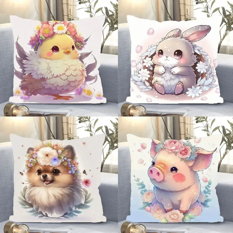 

Chinese Zodiac Pillows Case Decor Home Cute Animal Throw Pillow Cover Living Room Bed Sofa Pillowcase Boy Girl Kid Birth Gift