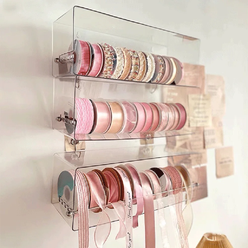 Wall Mount Ribbon Organizer Storage Display Wire Spool Rack Key Holder