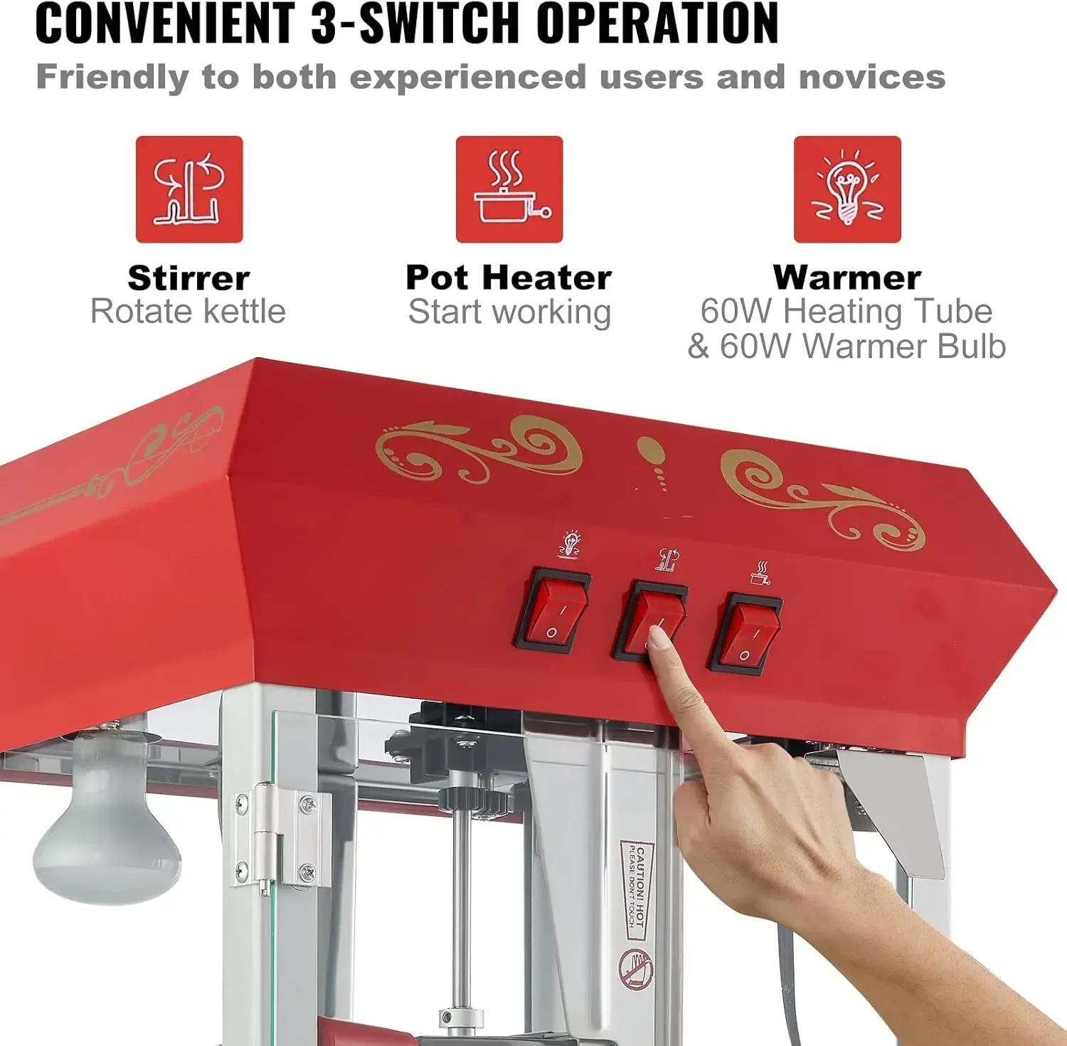 Commercial Popcorn Machine,   Popcorn Maker for 48 Cups per Batch 5