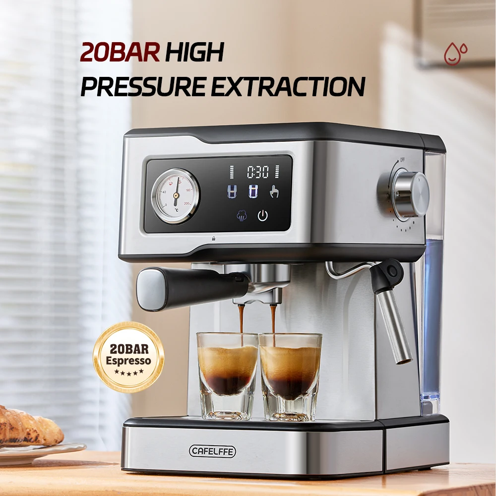 Cafelffe Espresso Coffee Machines Stainless Steel with Milk Frother Steam Wand Semi-Automatic Cappuccino maker 20Bar cafetera 3