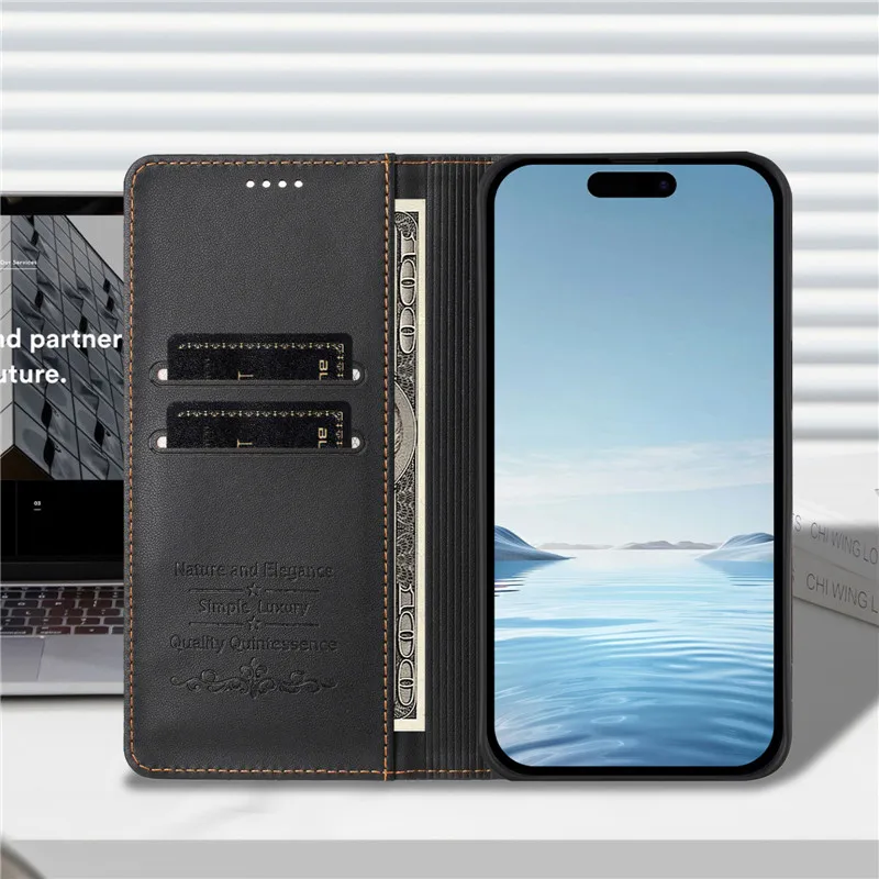 Anti-Theft Luxury Leather Wallet Flip Phone Case