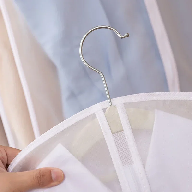 1/3/5pc Clothes Dust Cover Bag With Zipper Coat Plastic Hanging Storage Bag Household Space Saving Storage Organization For Home 4