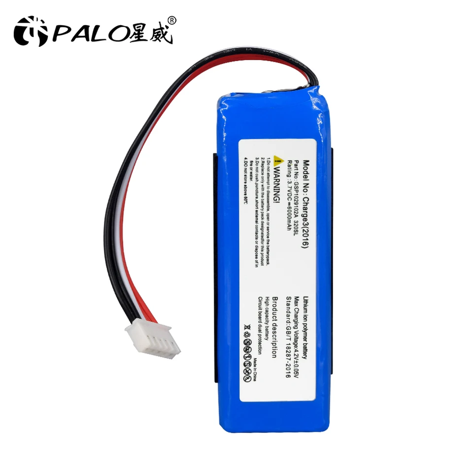 PALO 6000mAh GSP1029102A Battery batteries for Jbl Charge3