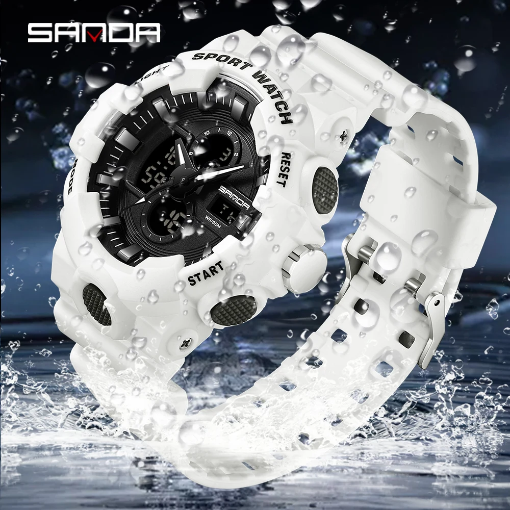 new digital watches for men alloy case waterproof functional analog sport military watch smael 8069 New Sanda Watches for Men Luxury Brand Army Military Watch  Sport Waterproof Wrist Watches LED Analog Digital Watch Male  2022