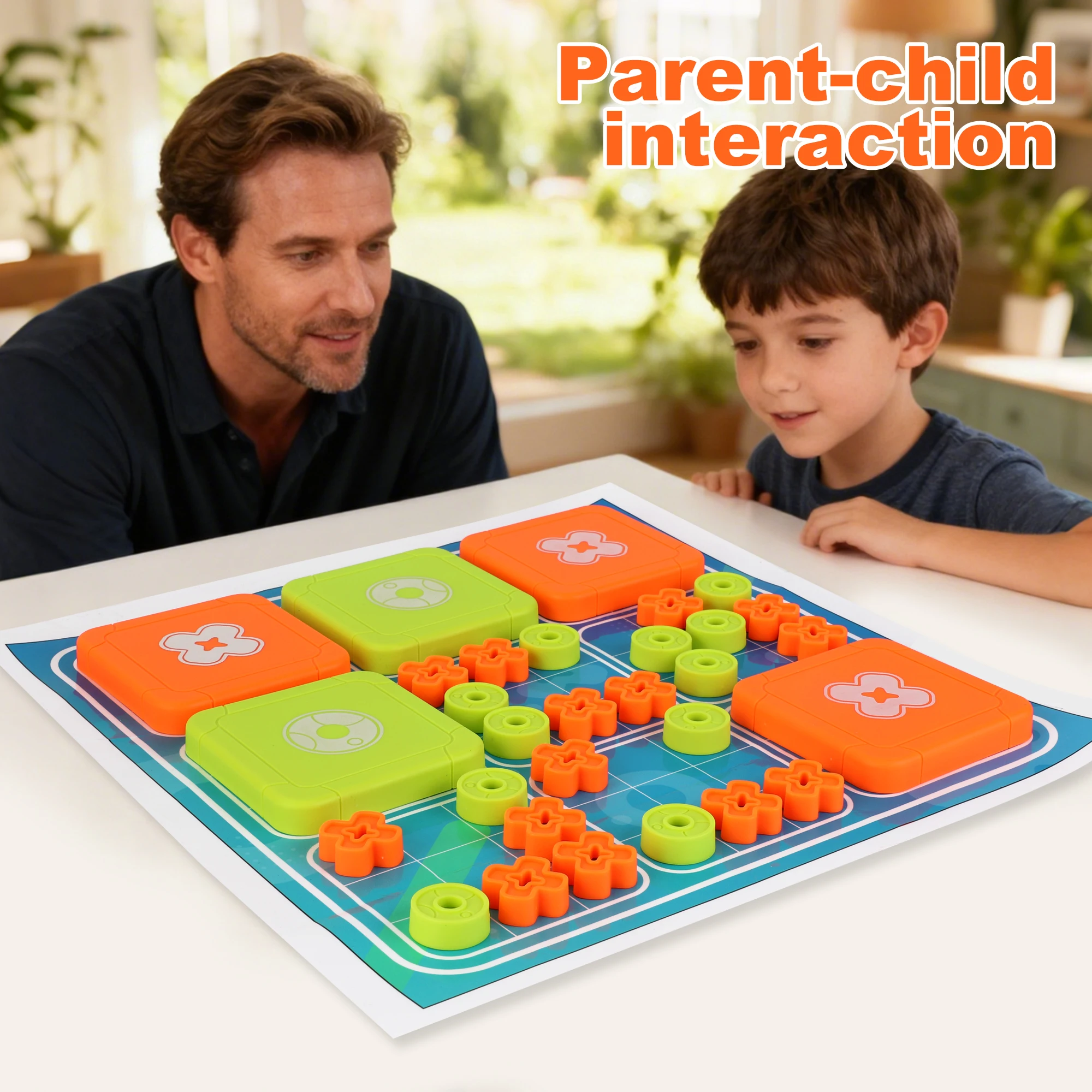 Tic Tac Toe Board Game Family Travel-Friendly Puzzle Game Set Early Education Tabletop Game for Christmas Train Logical Thinking