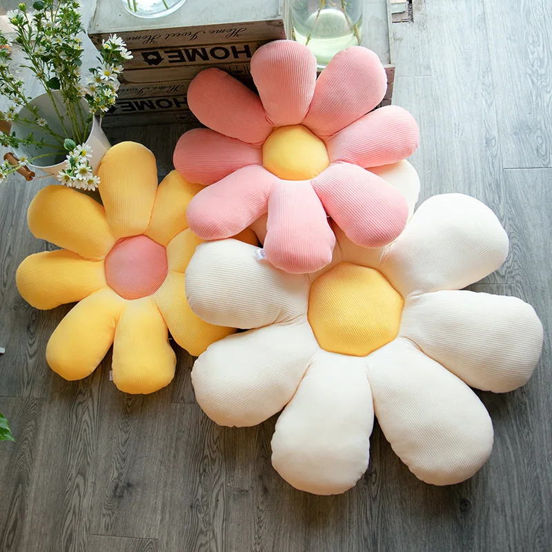 

Stuffed Six Petal Flower Cushion Girly Room Decor Sunflower Pillow Bay Window Pink Flower Setting for Kids Bedroom Seat Pillow