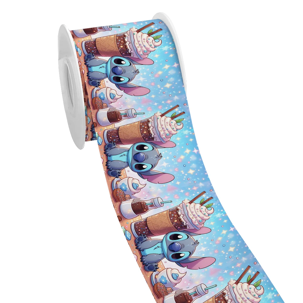 Grosgrain Ribbon Disney Design Cartoon Stitch & Lilo Pattern 5Yards for DIY Hair Bows Party Decor