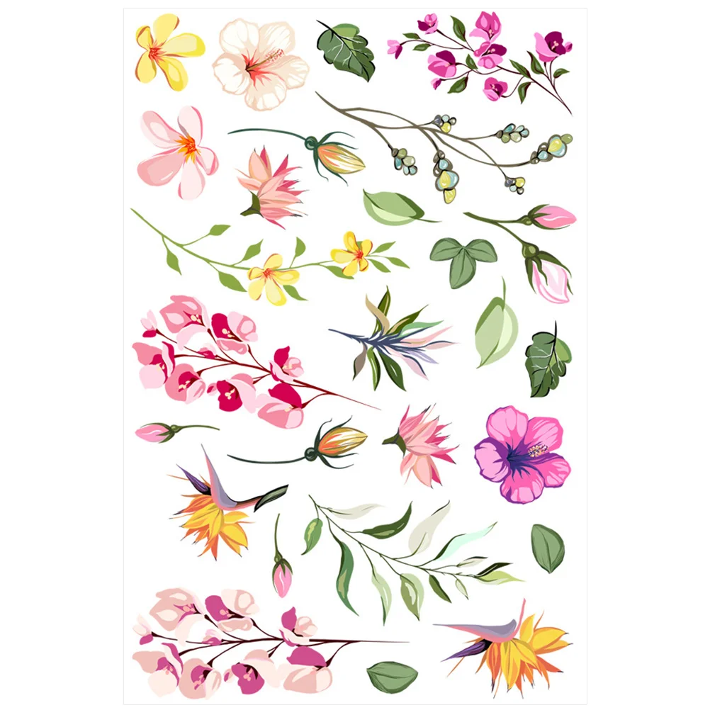 

1 Set of Flower Pattern Mirror Decals Ornaments Exquisite Wall Stickers Natural Style Wall Decors