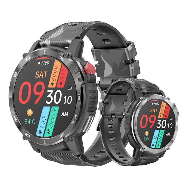 Orologio Intelligente Da Uomo Militare C22 Bt Call 4Gb Rom Fitness Tracker 3Atm Smartwatch Sportivo Impermeabile Per Xiaomi Huawei Ios Phone 2023
