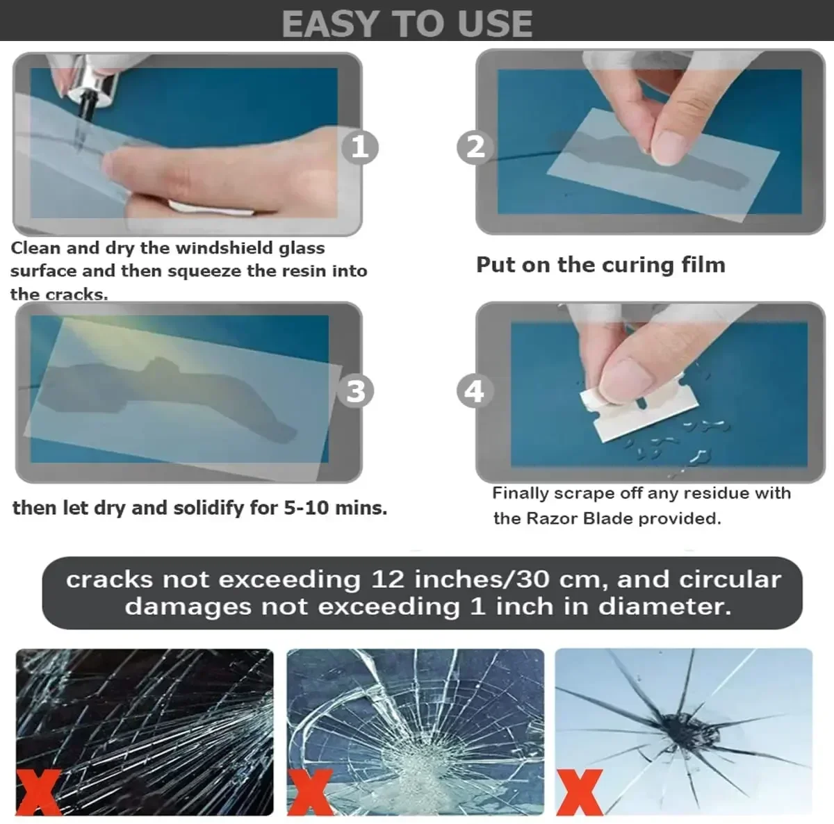 Windshield Repair Kit for Glass Automotive Glass DIY Windscreen Tool for Fixing Chips Cracks Star-Shaped Crack Nano Fluid Filler windshield repair kit