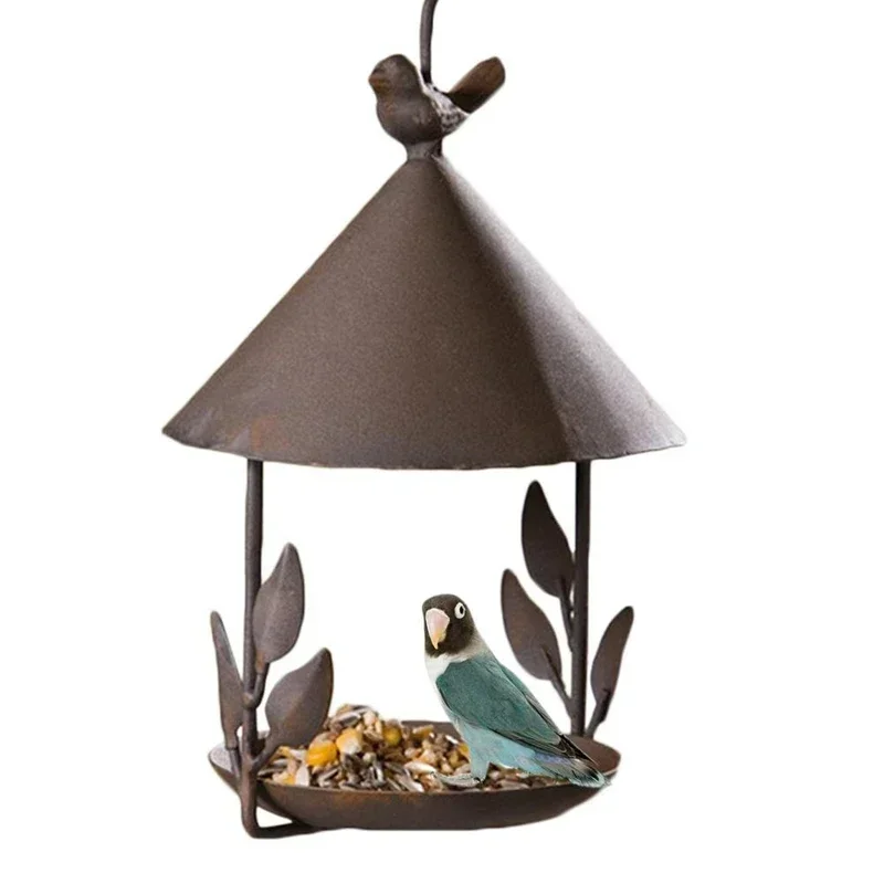 

Outdoor Windproof Feeder Supplies Style Pet Birds Various Iron Feeding Hanging Decor Rainproof for Garden