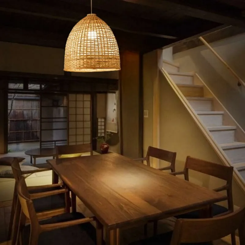 

Mifuny Wovens Pendant Lights Handmade Bamboo Chandelier Restaurant Rattan Fish Shaped Japanese Bamboo Lampshade Home Appliance