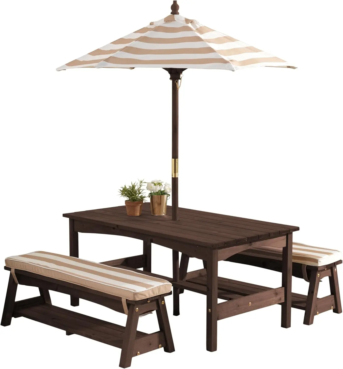 KidKraft Outdoor Table & Bench Set with Cushions and Umbrella 1