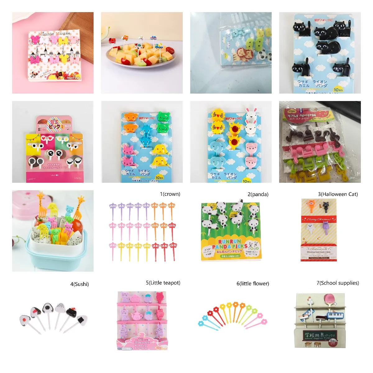 

1set Car Fruit Fork Picks Mini Cartoon Children Snack Cake Dessert Pick Toothpick Bento Lunches Party Decoration