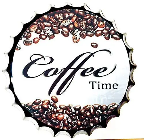 

Modern Vintage Metal Tin Signs Bottle Cap Coffee Time ! Wall Plaque Poster Cafe Bar Pub Beer Club Wall Home Decor