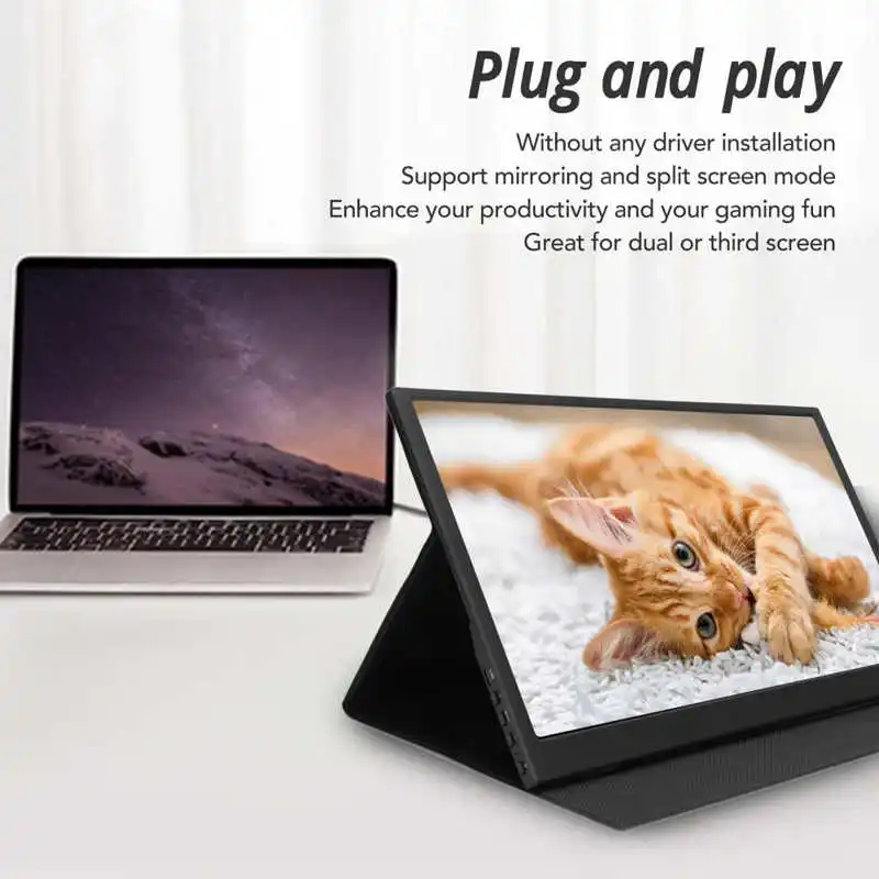 HD ޴  15.6 ġ 1080P, ũ USB USB C ̴ HD Ƽ̵ ̽ IPS   Ʈ