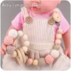 2Pcs Pacifier Clips Elephant Wooden Clip Geometric Crochet Beads Bag Wood Teether  for Baby Pacifier Holder Dummy Clips 4