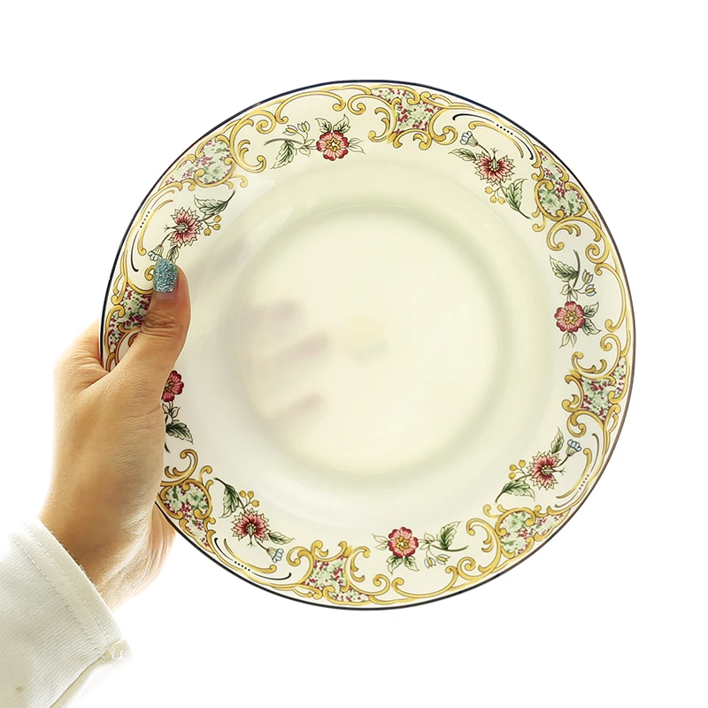 4pcs set, 8inch, fine bone china platter, porcelain dinner plates set, ceramic dinnerware set plates, kitchen plate flatter
