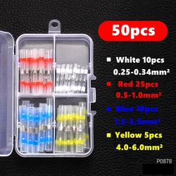 Waterproof Heat Shrink Solder Seal Wire Connectors - Insulated Electrical Terminals (10/50/100 PCS) (50pcs)