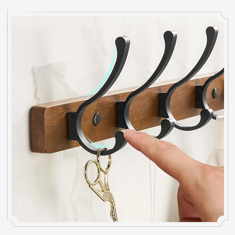 Wood Wall Hooks for Hanging Coat Hooks Wall Mounted, Wooden Rustic