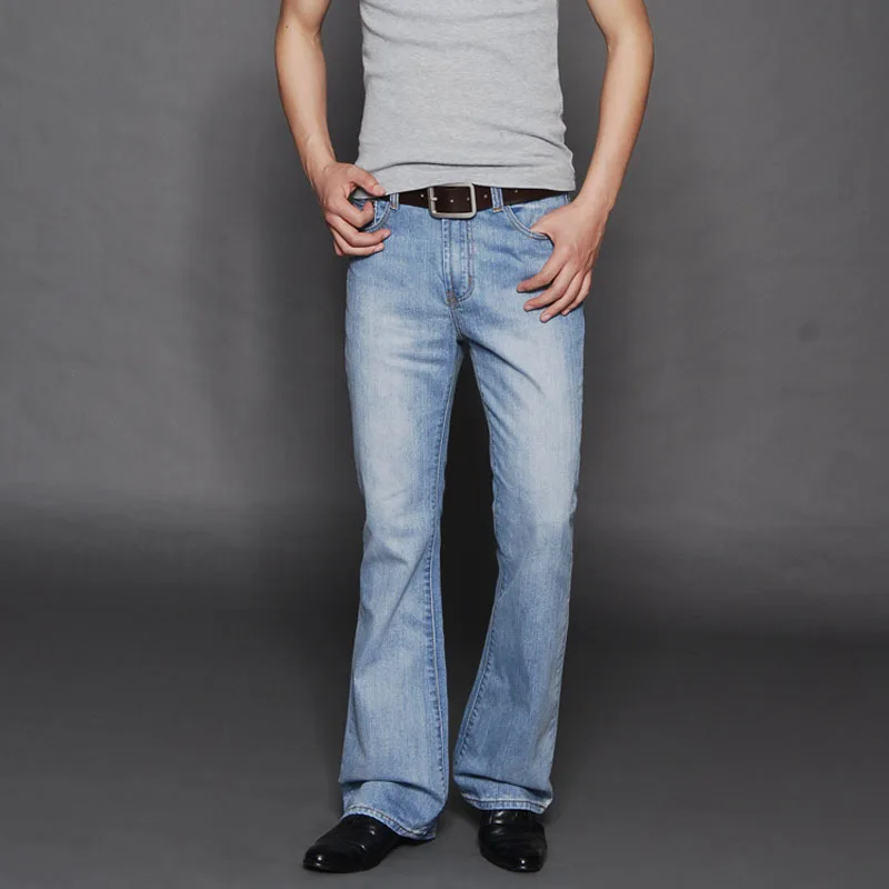

New High Quality Men Jeans Flared Pants Flared Trousers Waist Korean Flared Jeans