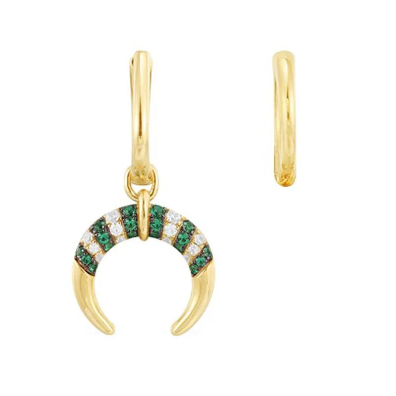 Bohemia Geometric Horns Moon Drop Earrings for Women Fashion Statement Multicolor Crystal Dangle Earrings Huggies for Wedding