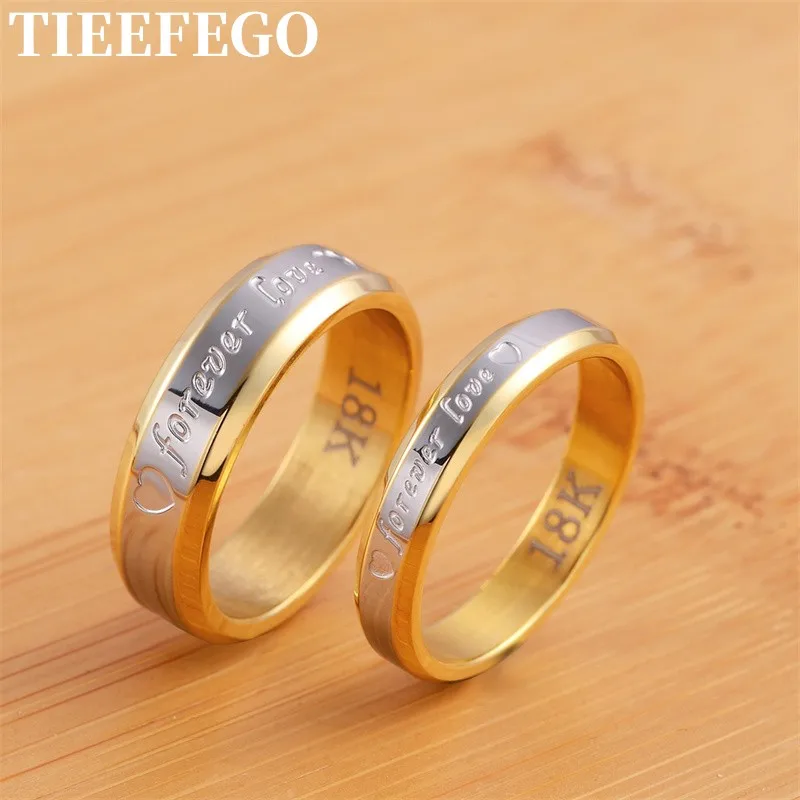TIEEFEGO925Silver18kGoldFOREVERLOVECouplesRingMenWomenRing6