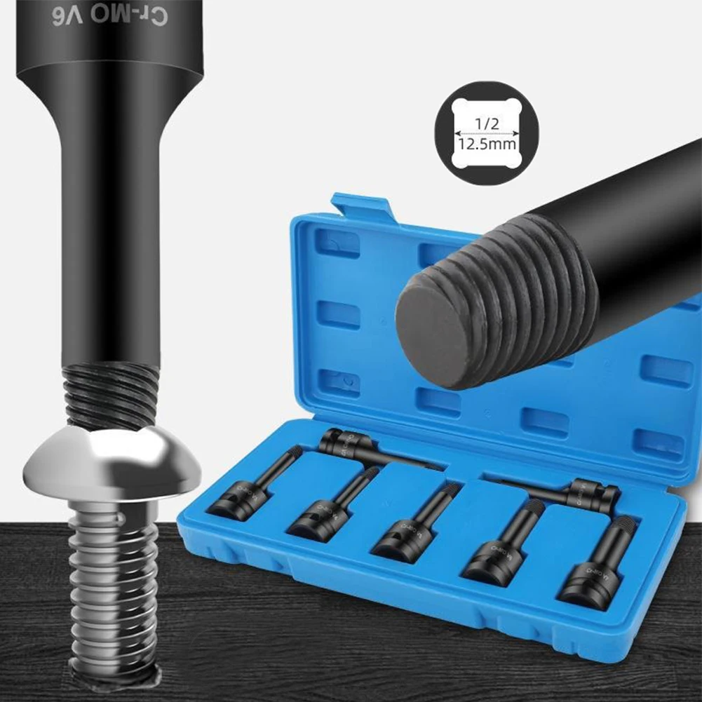 

7pcs Damaged Screw Extractor Remover 1/2 Inch Square Driver Broken Speed Out Stud Bolt Pipe Remover Tool 1/2/3/4/5/6/7mm