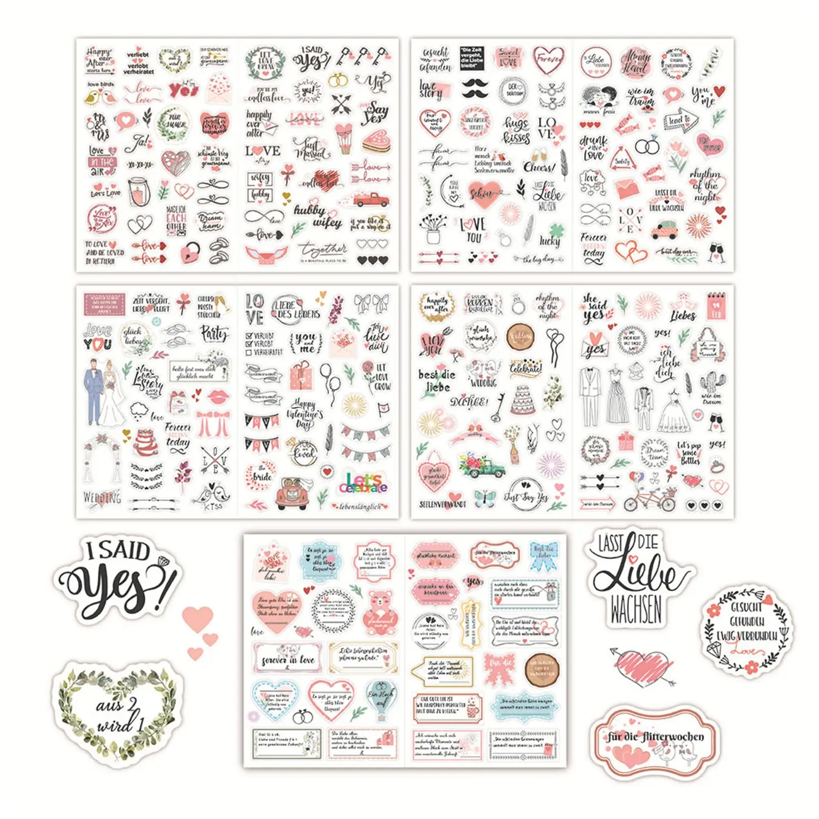 background stamps for card making 4/5 Stickers Wedding Bliss Stickers Waterproof Removable Flat Sticker Love Sticker Engagement Package Leaves Eucalyptus Pattern best clear stamps Scrapbooking & Stamps