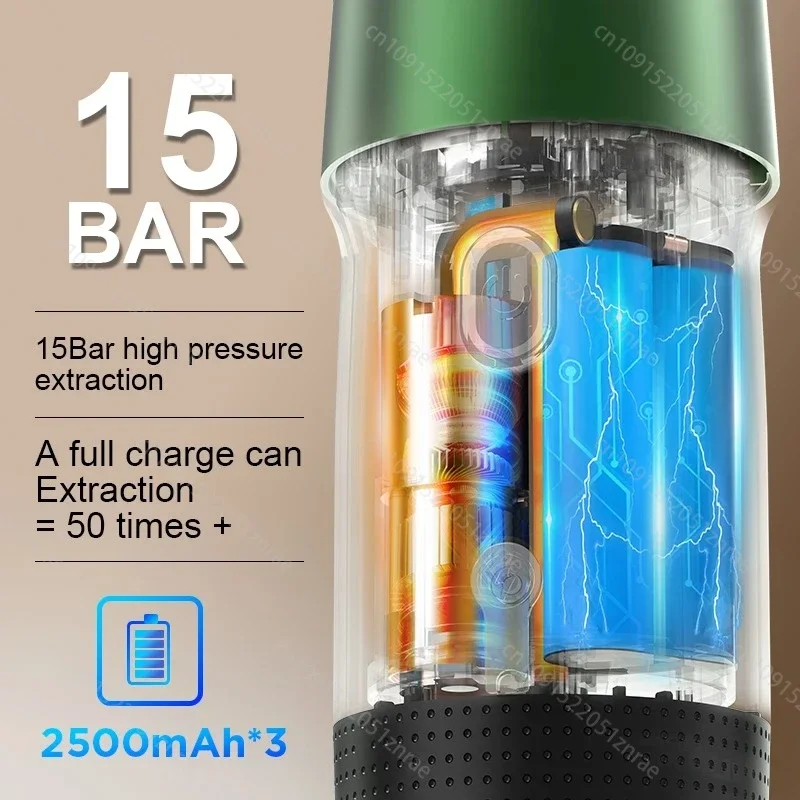 Portable Electric Coffee Machine 3-in-1 Capsule Powder Travel Coffee Maker Portable Italian Espresso Machine for Car & Home 3