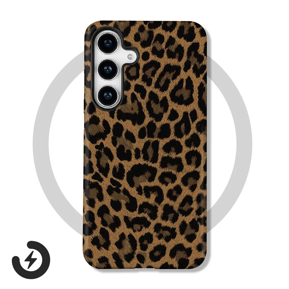 Leopard Print Magnetic Phone Case with 2-in-1 Film Cover
