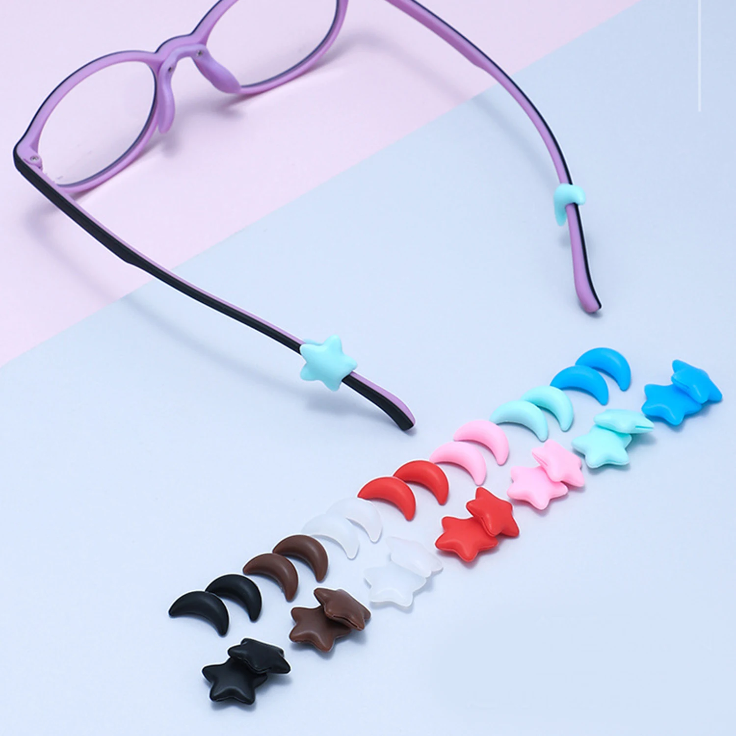 

Glasses Star Moon Shape Ear Grip Eyeglasses Temple Tip Sleeve Retainer Anti-Slip Comfort Glasses Retainers For Spectacle