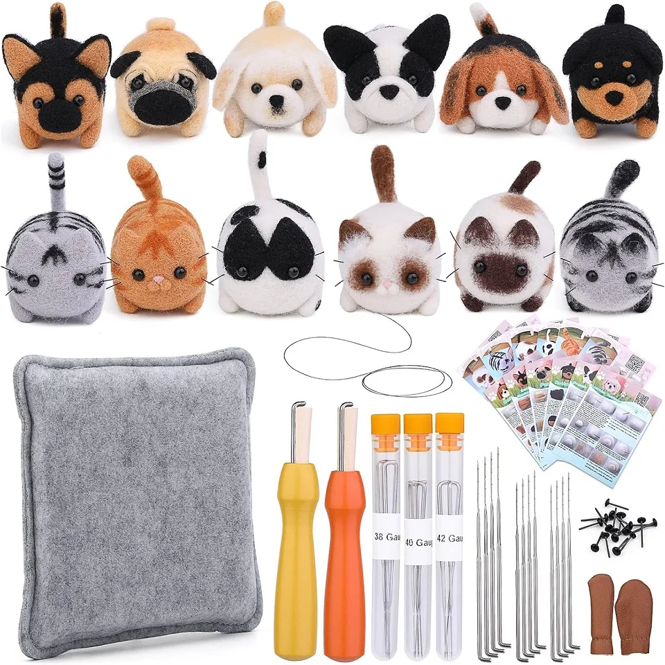 Doll Making Wool Needle Felting Starter Kit 12Pcs With Finger-cot And Instruction for DIY Handmade Home Decoration