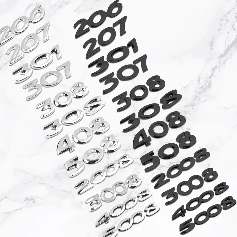 3D Abs Cromato Argento Nero Auto Posteriore Tronco Decalcomania Emblema Badge Lettere Numero Adesivo Per Peugeot 2008 3008 4008 5008 Accessori