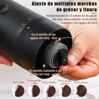 Moulin à café électrique avec noyau de broyage en céramique d'épaisseur réglable, moulin à grains de café à batterie longue durée Rechargeable 3
