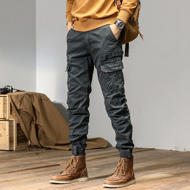 Casual Pants CAAYU Joggers Cargo Pants For Men Casual HipHop Y2k Hit Color Pocket Male Trousers Sweatpants Streetwear Techwear Pants Oversize