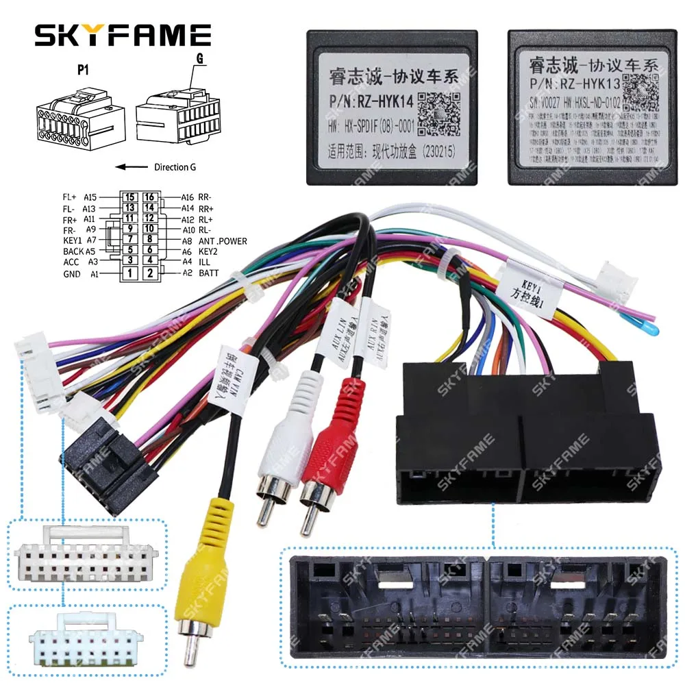 Car Wire Cable Adapter SKYFAME Car Wiring Harness Adapter Canbus Box Decoder Android Radio Power Cable For HyundaI Ix45 Santafe