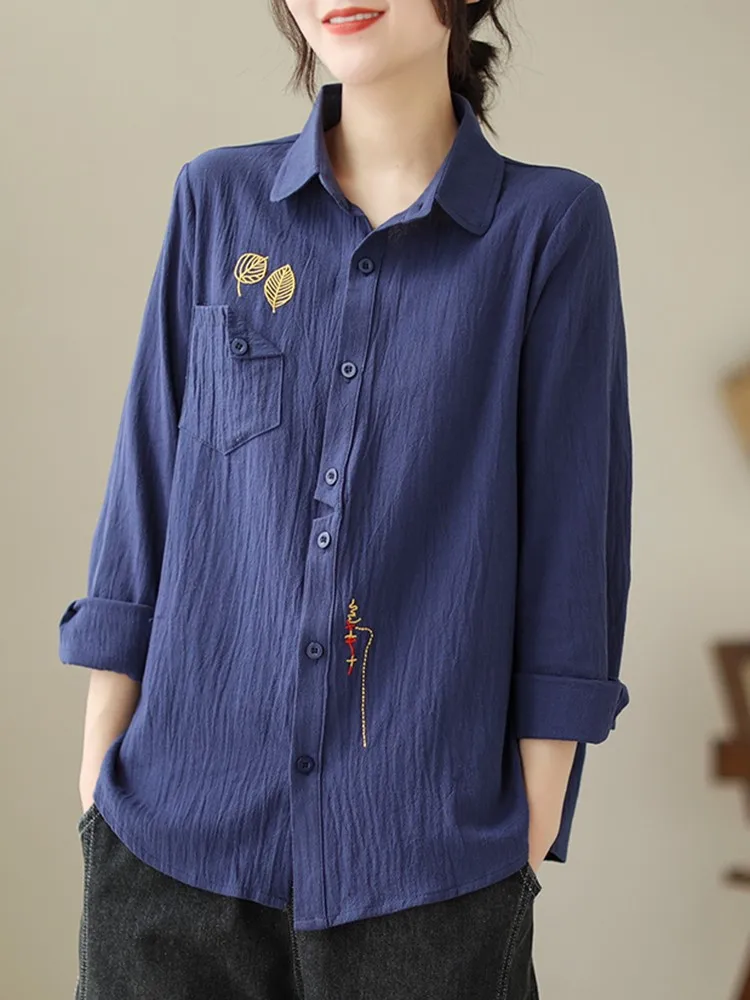 Women Long Sleeve Casual Shirts New Arrival 2023 Spring Vintage Style