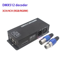 led strip dimmer DC12V~24V RGB RGBW 3CH 4CH DMX512 decoder with digital display DMX to PWM 3CH*8A 4CH*4A