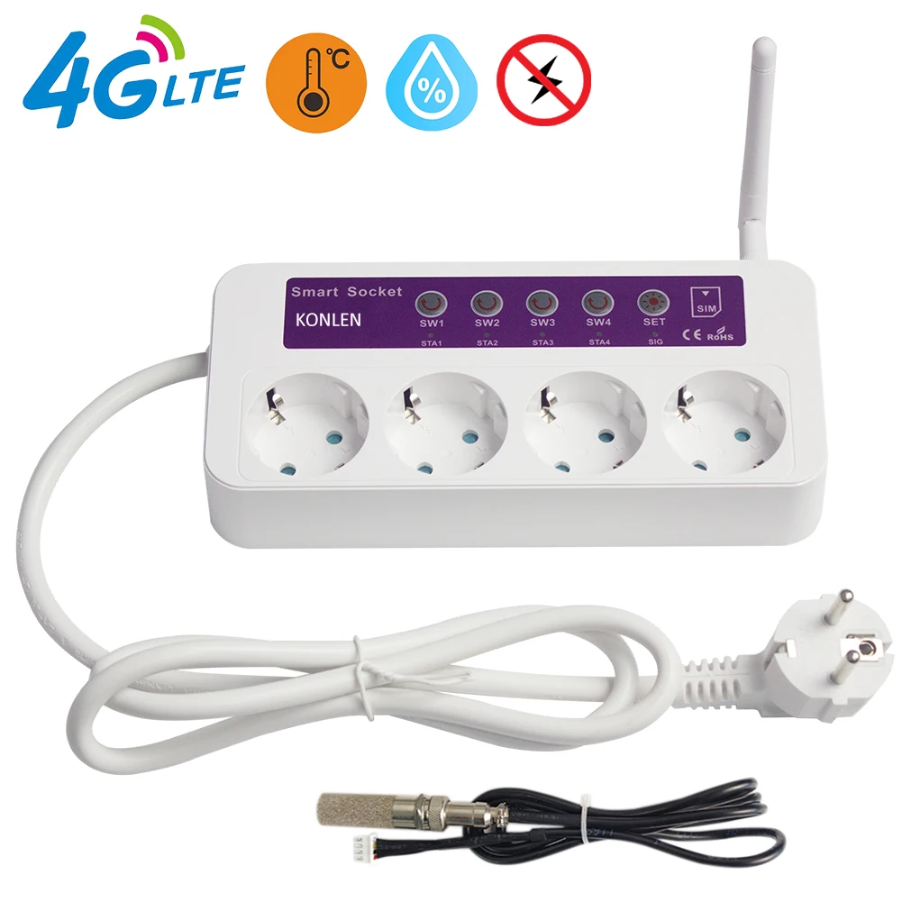 Enchufe de Alimentación inteligente 4G GSM, salidas, SC4 tarjeta