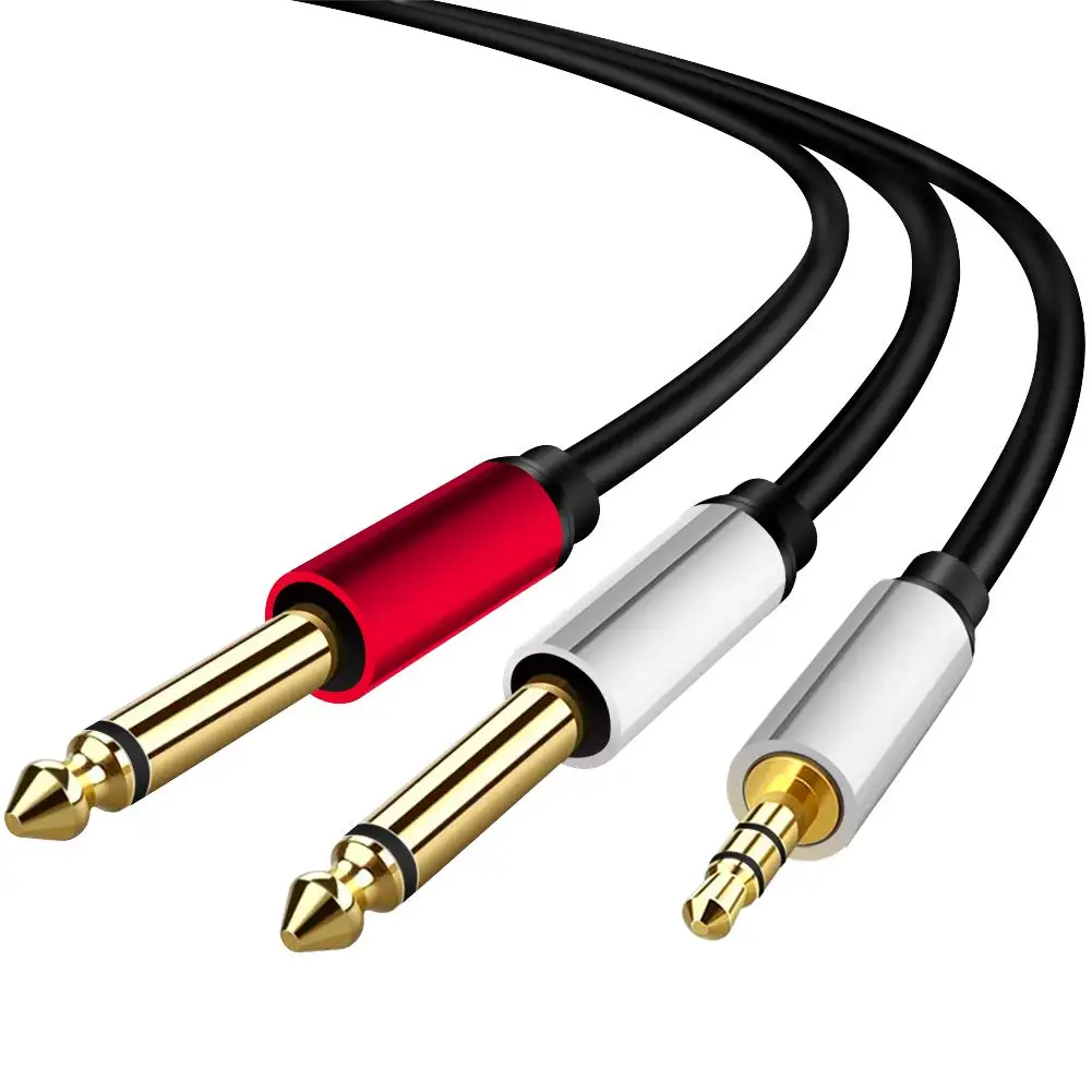 Smithok 2 Stück 3,5 Mm TRS Auf Dual 6,35 Mm Stereo Kabel 1/8 TRS Auf Dual 6,35 Mm 1/4 TS Mono Y Splitter Audio Kabel Adapter Für Smartphone, Mixer, PC, CD Player, Lautsprecher Und Heim Stereo System