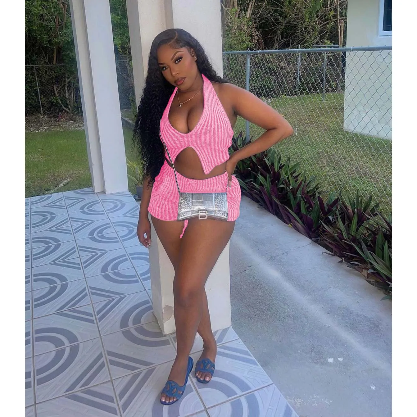 Crop Tops Crochet Summer 2 Piece Pant Set Outfits Women Y2K Streetwear Sexy Club Elegant Knitted Two Piece Set Shorts Pant