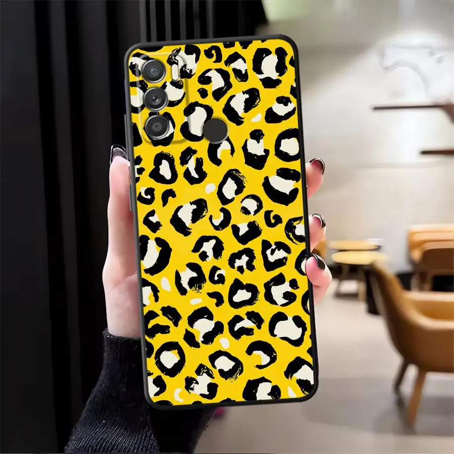Leopard Print Black Soft Phone Cover Case