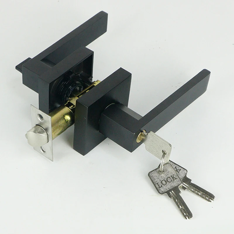 Door Handle Lock Door Handle Lock Square Channel Privacy Mask Interior Bedroom Room Bathroom Three-Bar Spherical Lock
