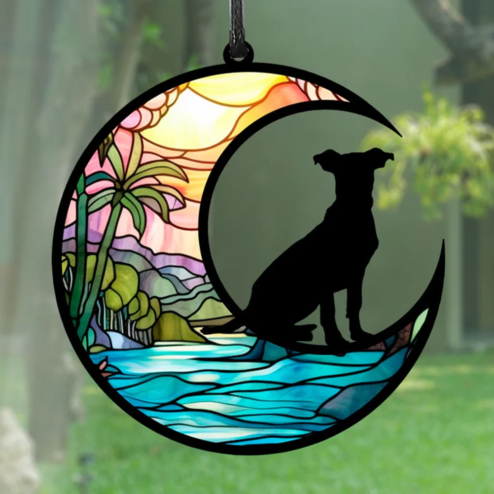 

Cute Dog Pendant Wall Hanging Decor Tree Moon Ornament for Home Remembrance Gifts Animal Ornaments The